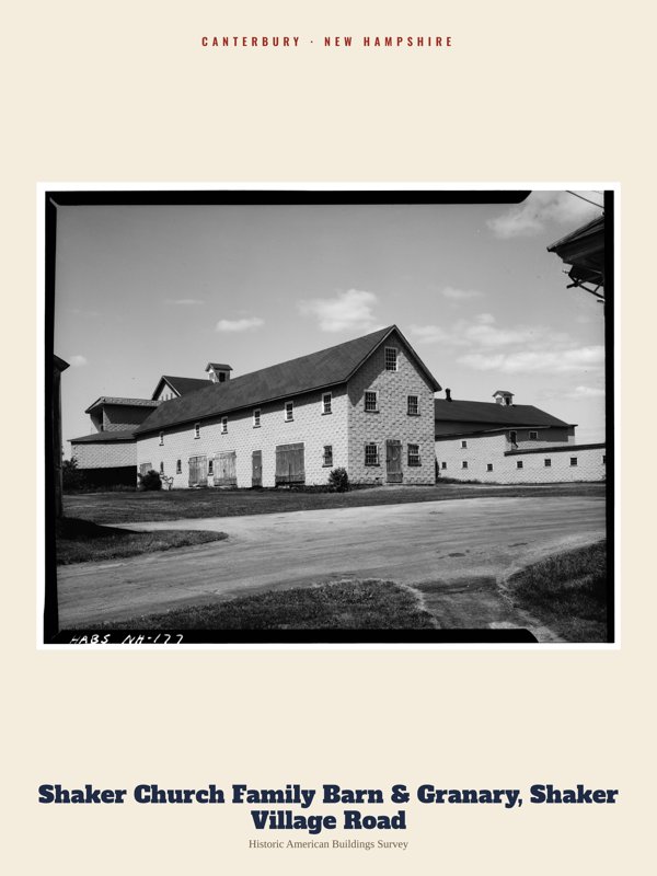 Canterbury Shaker Church Family Barn & Granary, Shaker Village Road Archive Print artwork detail