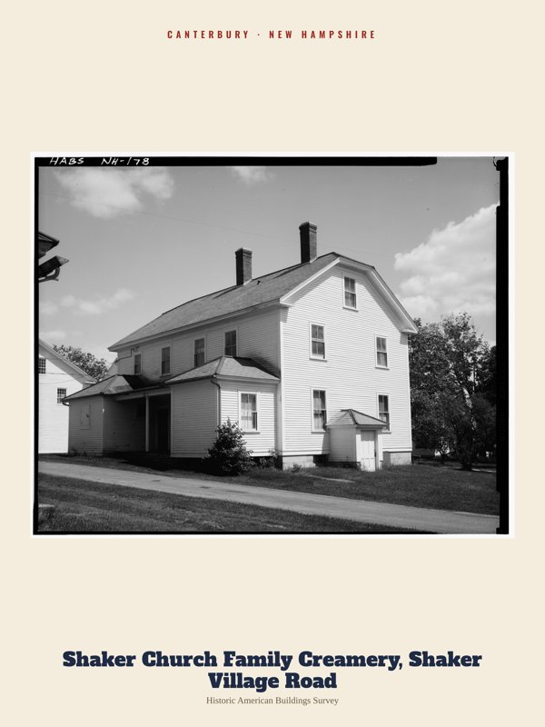 Canterbury Shaker Church Family Creamery, Shaker Village Road Archive Print artwork detail