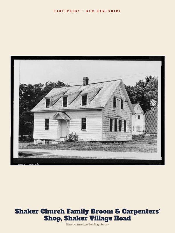 Canterbury Shaker Church Family Broom & Carpenters' Shop, Shaker Village Road Archive Print artwork detail