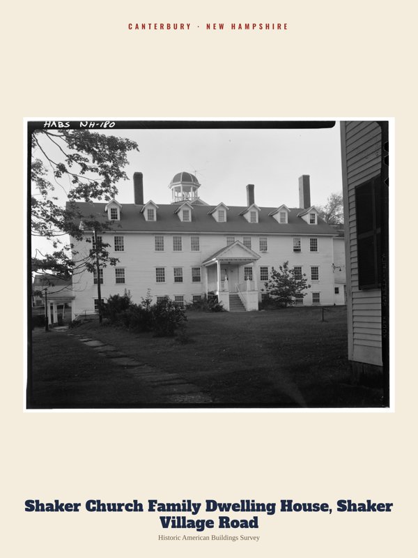 Canterbury Shaker Church Family Dwelling House, Shaker Village Road Archive Print artwork detail