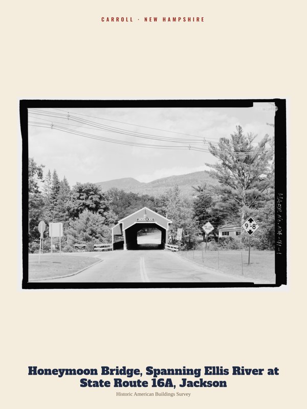 Carroll Honeymoon Bridge, Spanning Ellis River at State Route 16A, Jackson Archive Print artwork detail