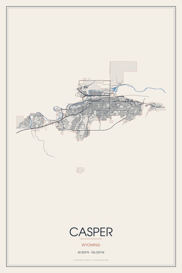 Casper Street Map Poster · Linen artwork detail