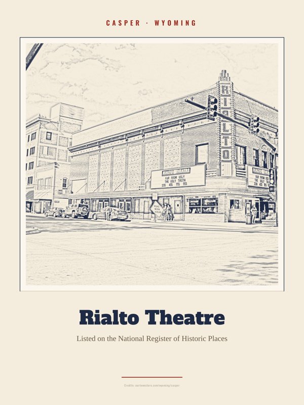 Casper Rialto Theatre Landmark Print artwork detail