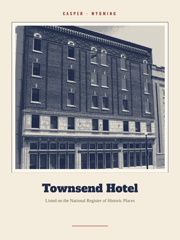 Casper Townsend Hotel Landmark Print artwork detail