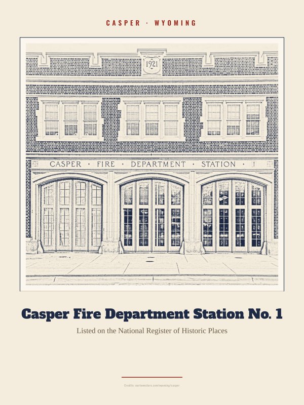 Casper Casper Fire Department Station No. 1 Landmark Print artwork detail