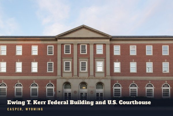 Casper Ewing T. Kerr Federal Building and U.S. Courthouse Postcard artwork detail