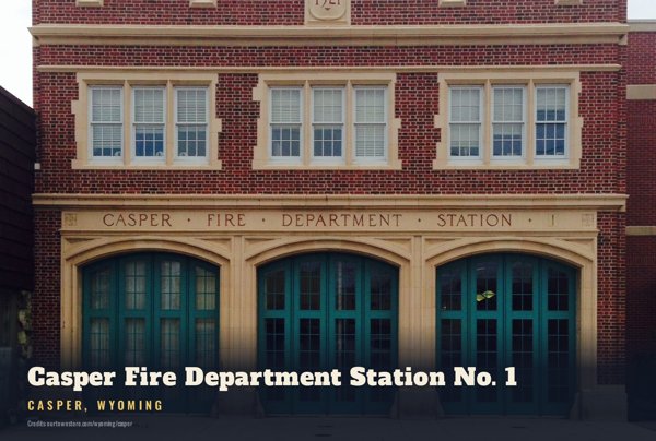 Casper Casper Fire Department Station No. 1 Postcard artwork detail