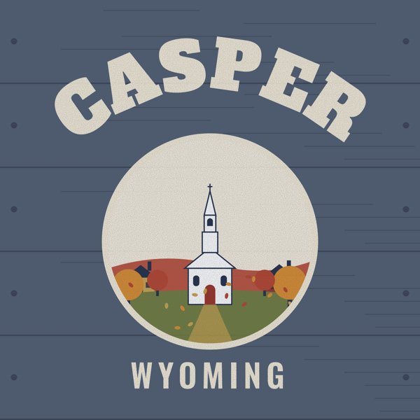 Casper Hometown Wood Sign artwork detail
