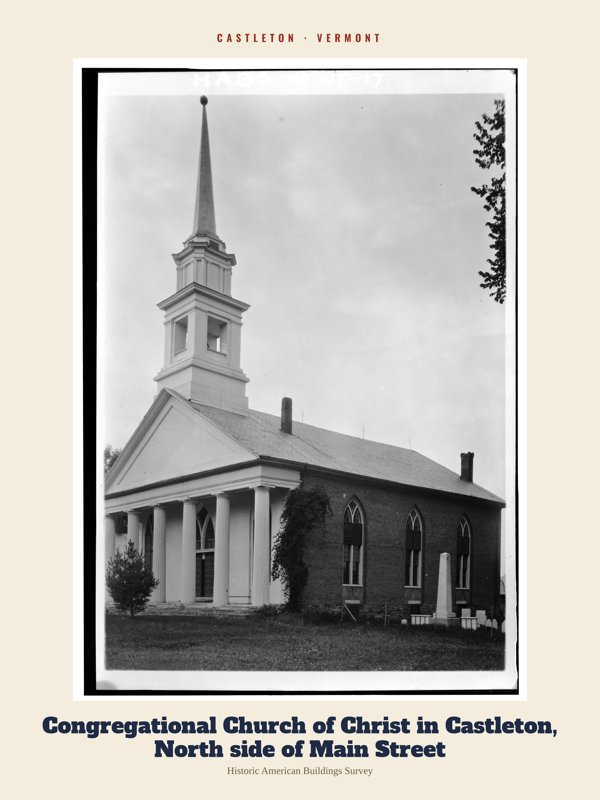 Castleton Congregational Church of Christ in Castleton, North side of Main Street Archive Print artwork detail