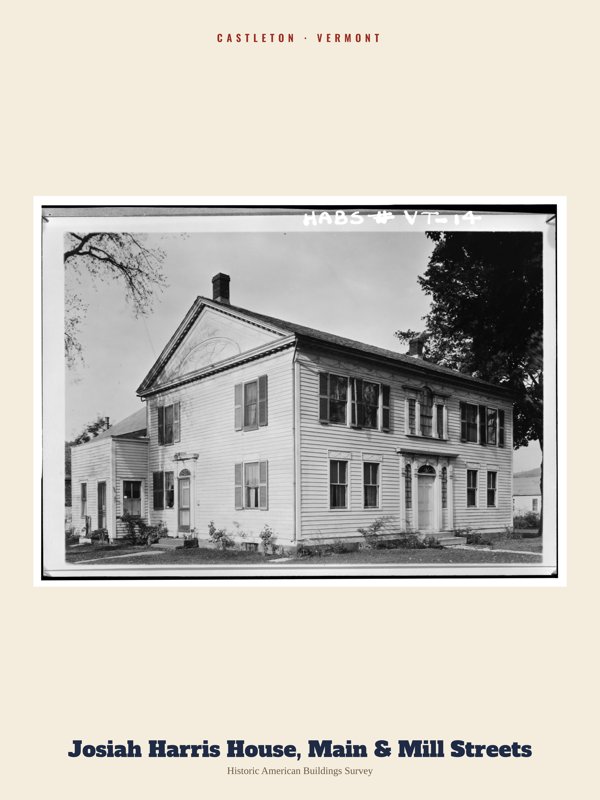 Castleton Josiah Harris House, Main & Mill Streets Archive Print artwork detail