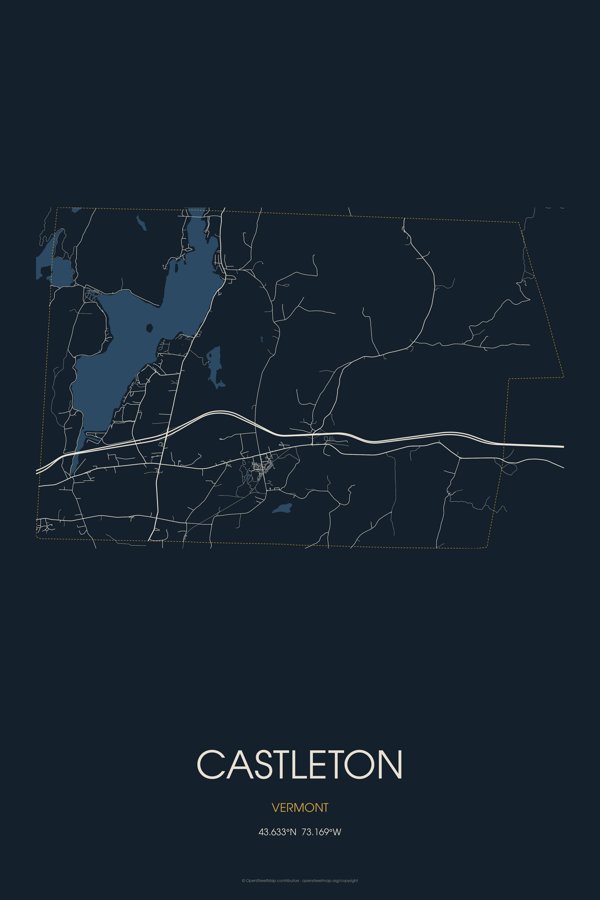 Castleton Street Map Poster · Midnight artwork detail