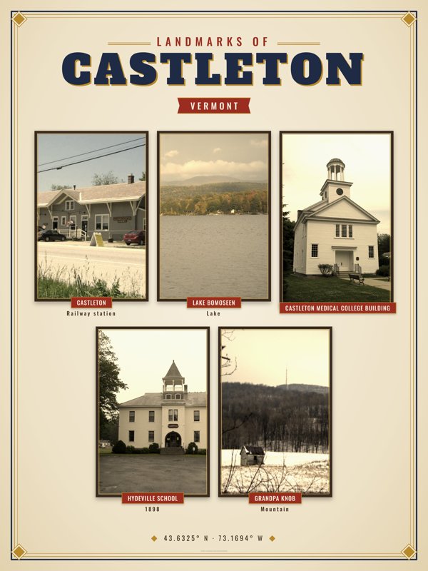 Castleton Landmarks Photo Poster artwork detail