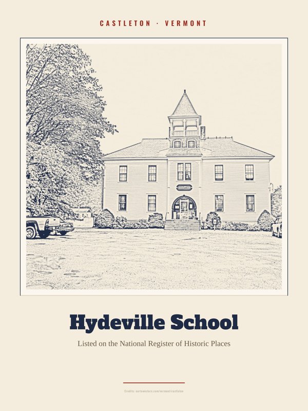 Castleton Hydeville School Landmark Print artwork detail