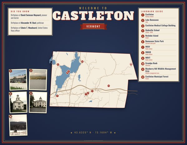Castleton Map Placemat artwork detail