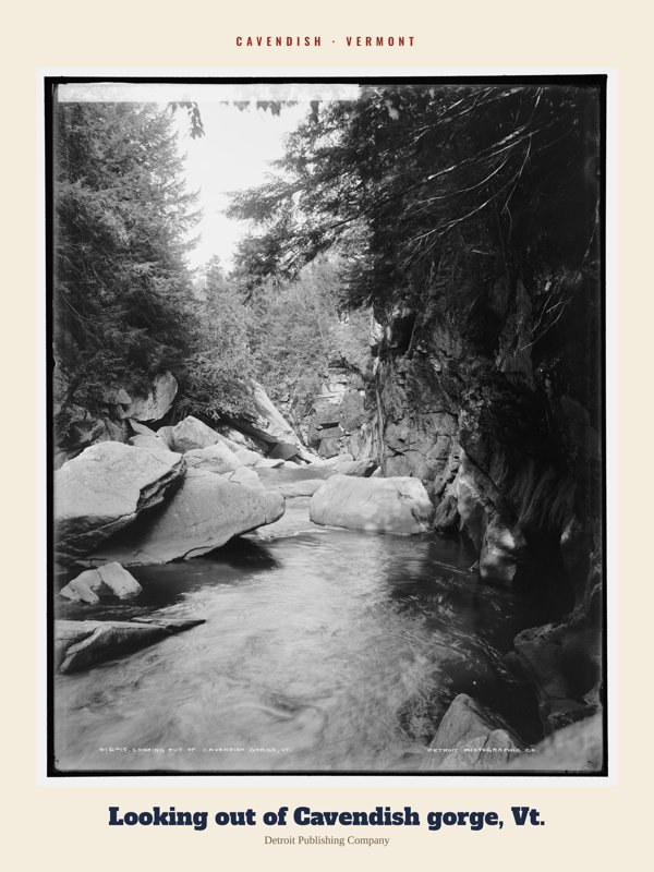 Cavendish Looking out of Cavendish gorge, Vt. Archive Print artwork detail