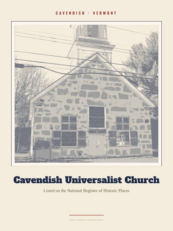 Cavendish Cavendish Universalist Church Landmark Print artwork detail