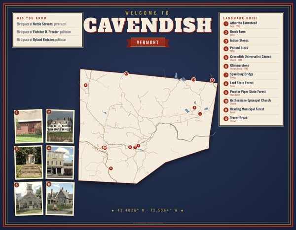 Cavendish Map Placemat artwork detail