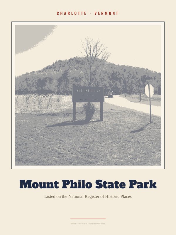 Charlotte Mount Philo State Park Landmark Print artwork detail