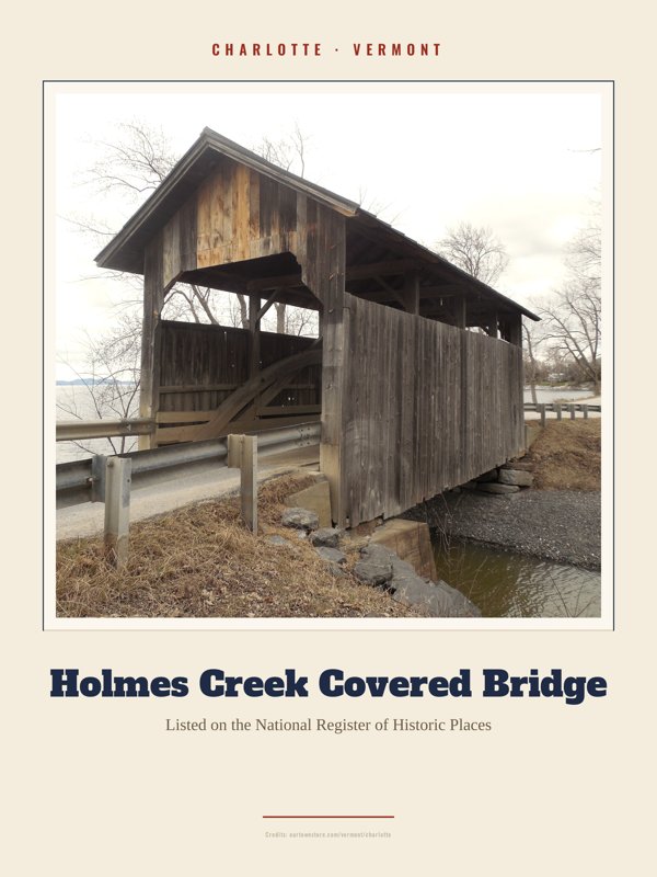 Charlotte Holmes Creek Covered Bridge Landmark Print artwork detail