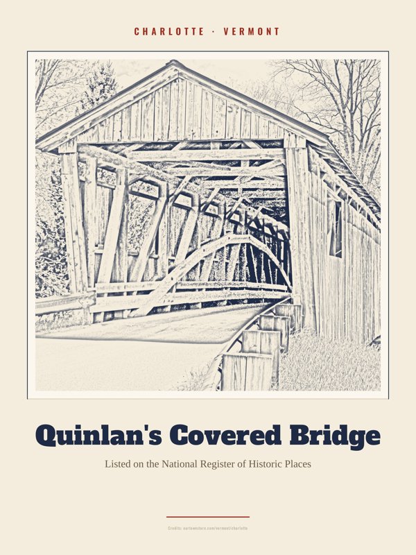 Charlotte Quinlan's Covered Bridge Landmark Print artwork detail