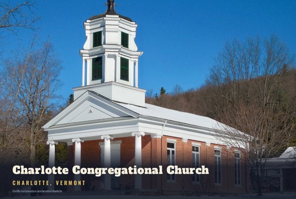 Charlotte Charlotte Congregational Church Postcard artwork detail