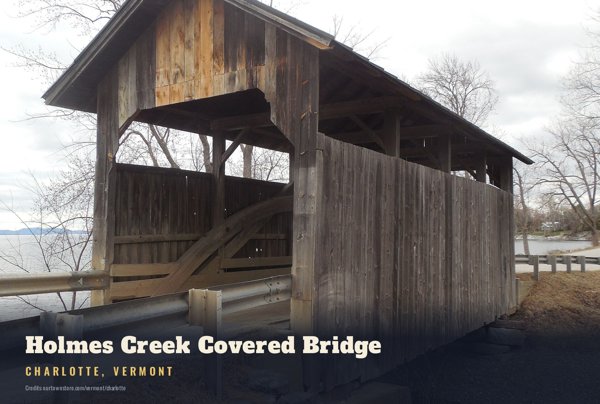 Charlotte Holmes Creek Covered Bridge Postcard artwork detail