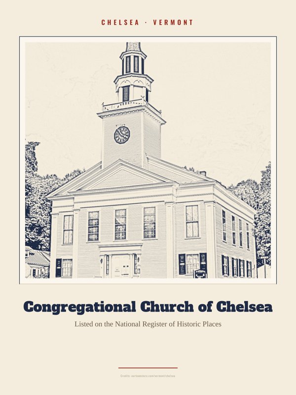 Chelsea Congregational Church of Chelsea Landmark Print artwork detail