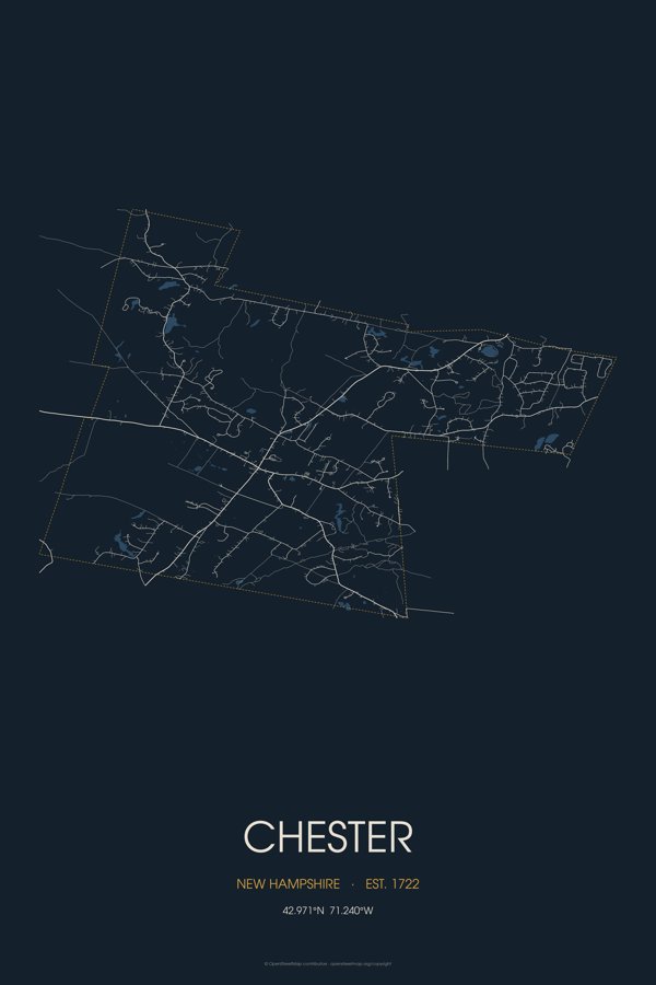 Chester Street Map Poster · Midnight artwork detail
