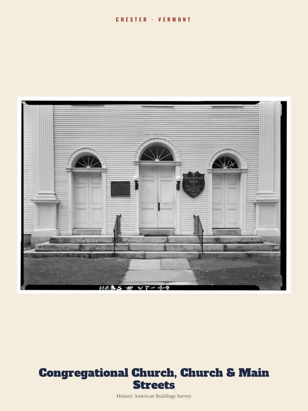 Chester Congregational Church, Church & Main Streets Archive Print artwork detail