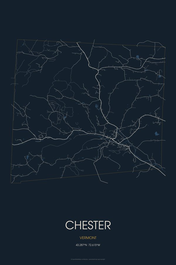 Chester Street Map Poster · Midnight artwork detail