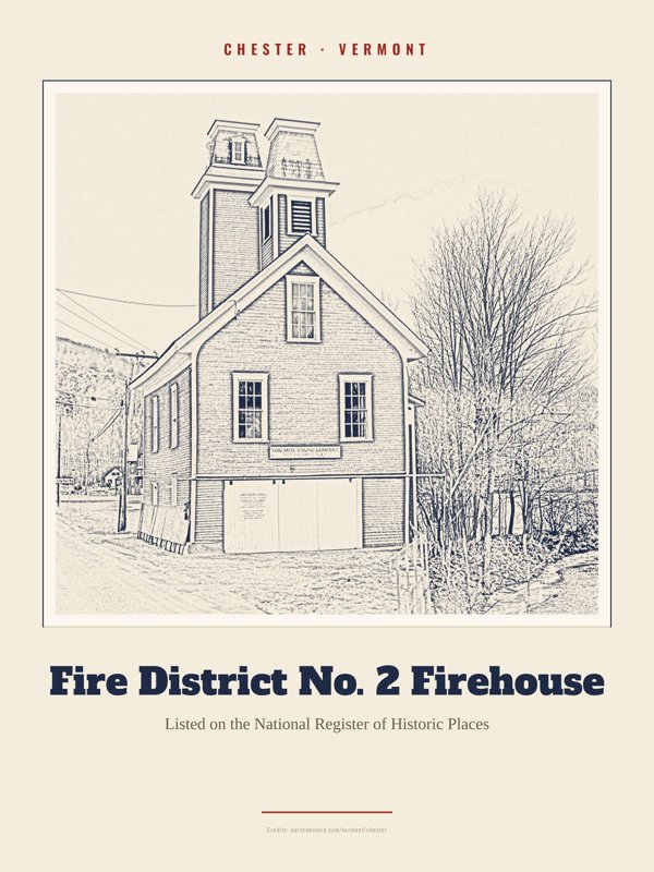 Chester Fire District No. 2 Firehouse Landmark Print artwork detail