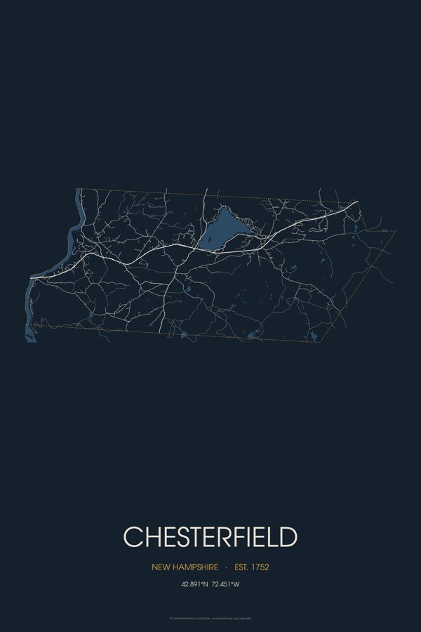 Chesterfield Street Map Poster · Midnight artwork detail