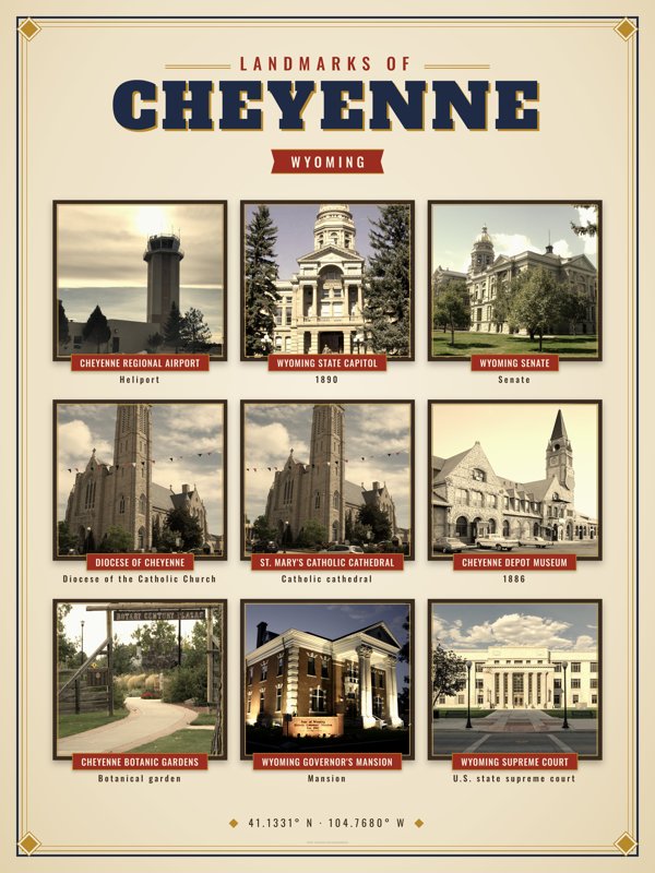 Cheyenne Landmarks Photo Poster artwork detail