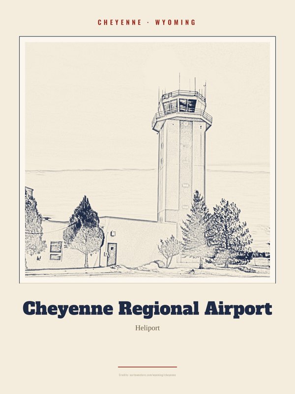 Cheyenne Cheyenne Regional Airport Landmark Print artwork detail