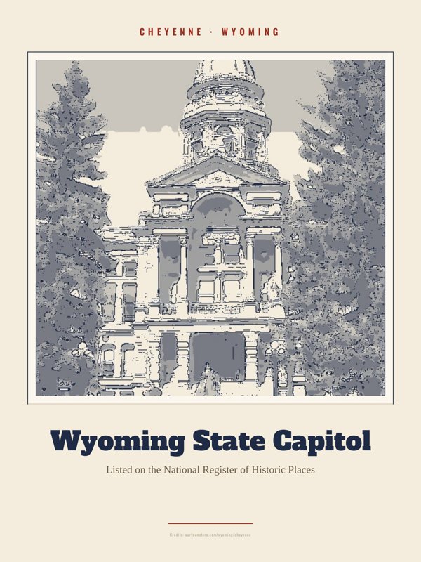Cheyenne Wyoming State Capitol Landmark Print artwork detail
