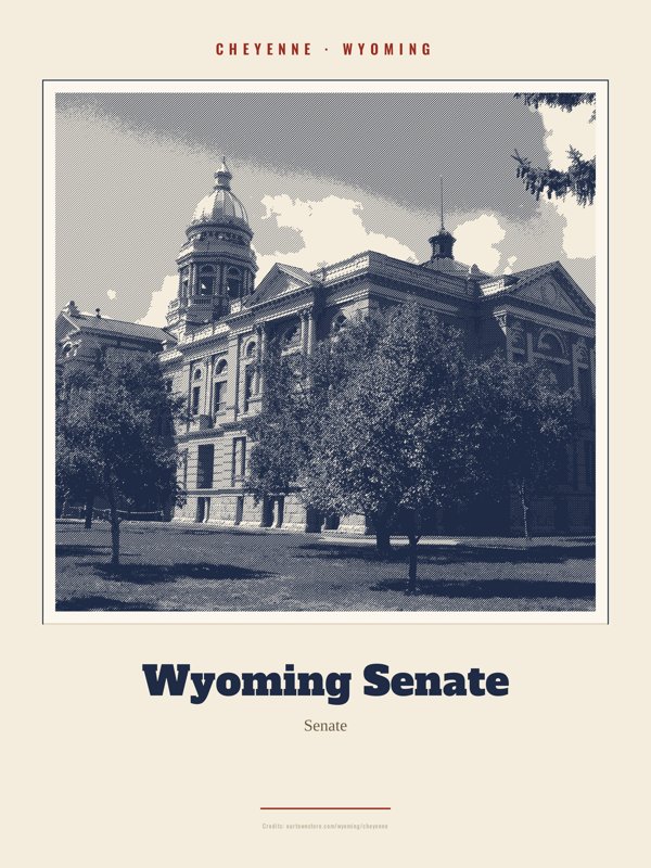 Cheyenne Wyoming Senate Landmark Print artwork detail