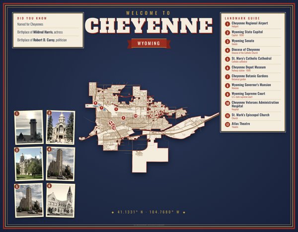 Cheyenne Map Placemat artwork detail