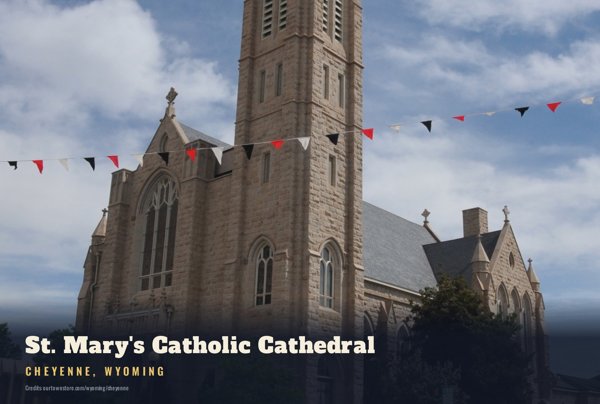 Cheyenne St. Mary's Catholic Cathedral Postcard artwork detail