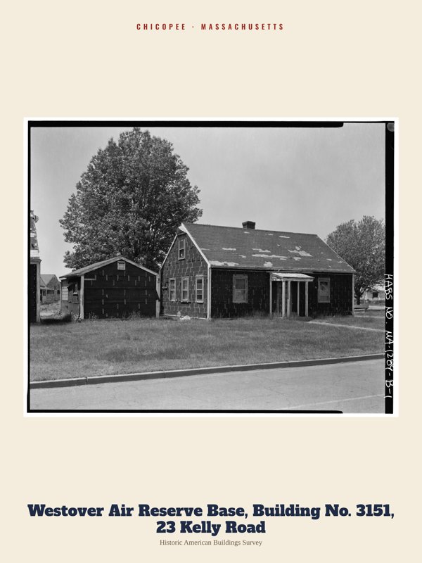 Chicopee Westover Air Reserve Base, Building No. 3151, 23 Kelly Road Archive Print artwork detail