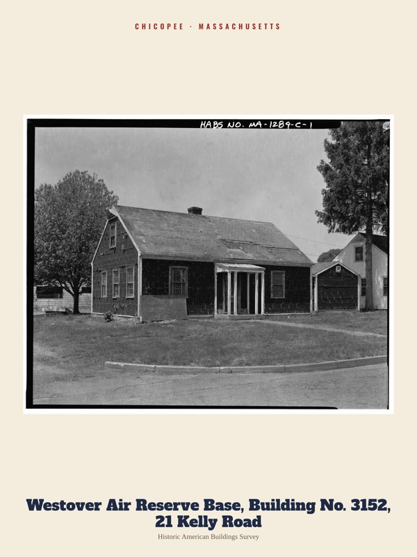 Chicopee Westover Air Reserve Base, Building No. 3152, 21 Kelly Road Archive Print artwork detail