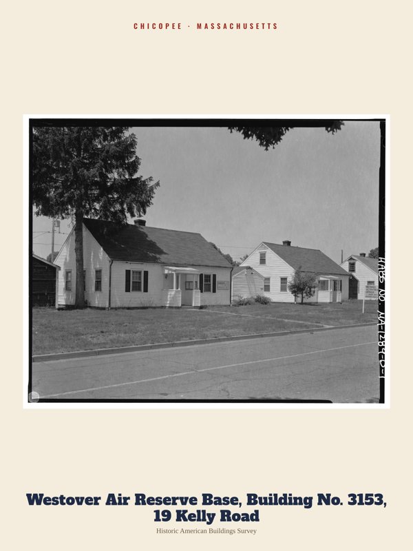 Chicopee Westover Air Reserve Base, Building No. 3153, 19 Kelly Road Archive Print artwork detail