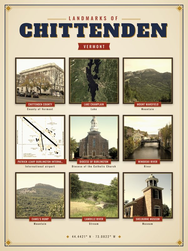 Chittenden Landmarks Photo Poster artwork detail