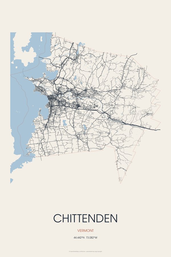 Chittenden Street Map Poster · Linen artwork detail