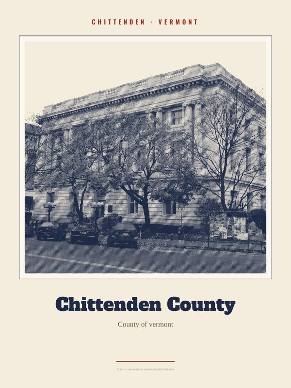 Chittenden Chittenden County Landmark Print artwork detail