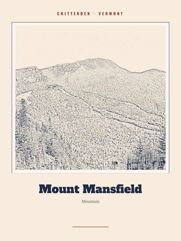 Chittenden Mount Mansfield Landmark Print artwork detail
