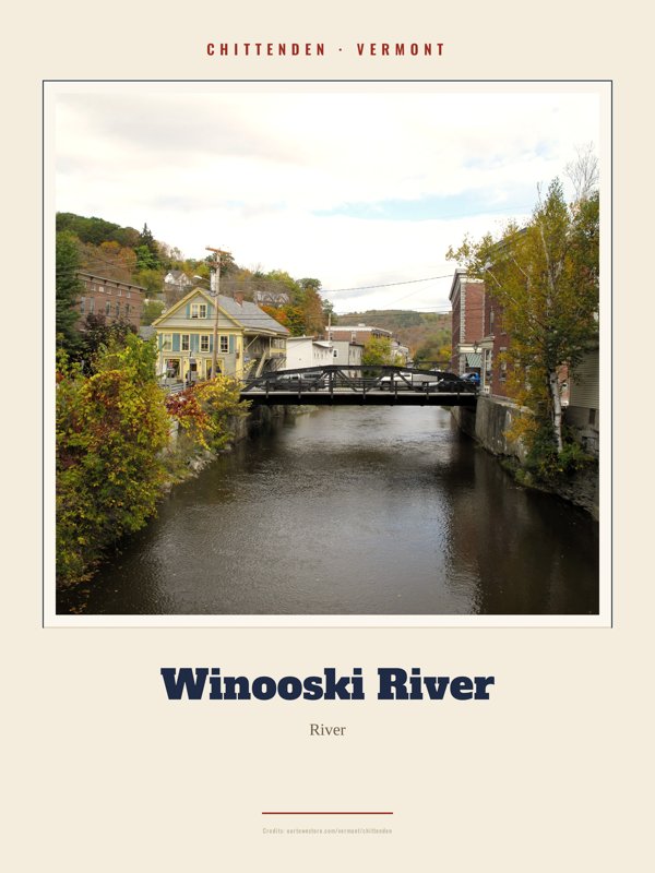 Chittenden Winooski River Landmark Print artwork detail