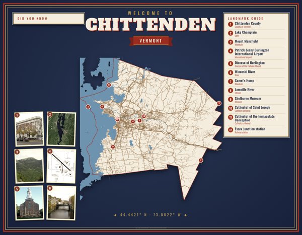 Chittenden Map Placemat artwork detail
