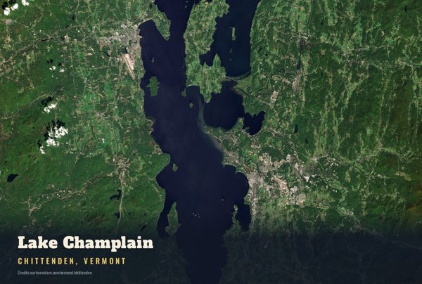 Chittenden Lake Champlain Postcard artwork detail