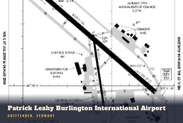Chittenden Patrick Leahy Burlington International Airport Postcard artwork detail