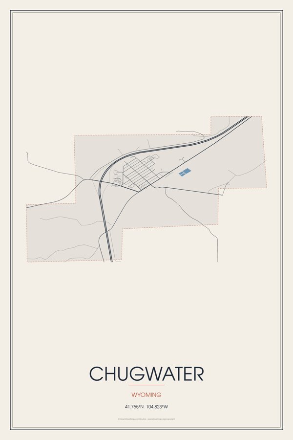 Chugwater Street Map Poster · Linen artwork detail